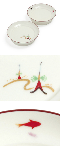 限定商品「色釉丸香皿　祇園祭・金魚」 